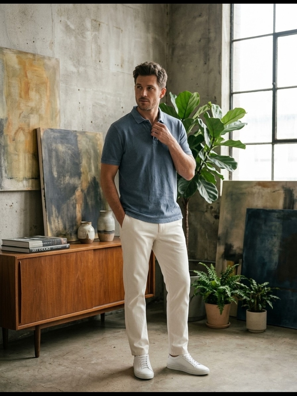 Men's Classic Polo Shirt in Slate Blue